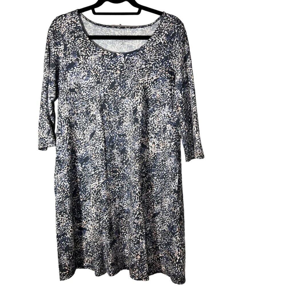 PureJill Women's Knit Casual A-Line Dress Taupe & Cream Petite Size M - Picture 4 of 10